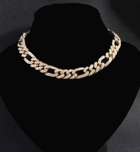 White/Gold Plated Cuban Necklace